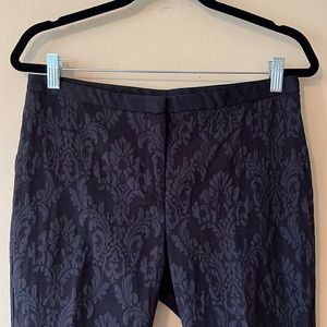 Black Dress Pants Mid Rise Skinny Crop Jacquard Print